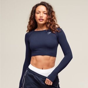 Gymshark Vital Seamless Crop Top - Heavy Blue/ Marl